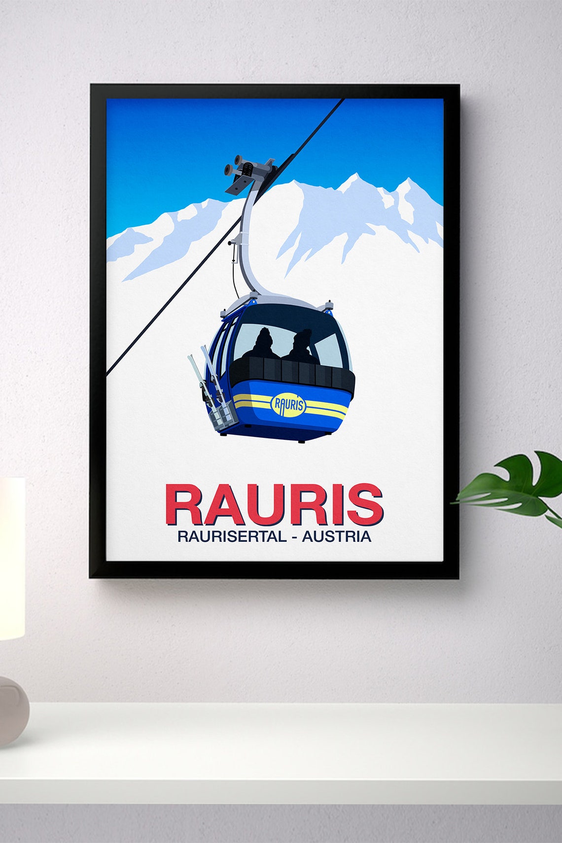 Rauris Ski Resort Poster with Blue Gondola Raurisertal Austria Peaks - Image 2