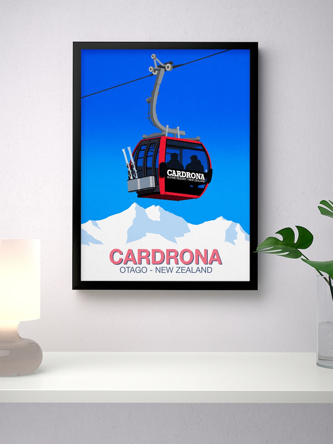 Cardrona Alpine Resort Otago New Zealand Red Gondola Ski Travel Poster - Image 2