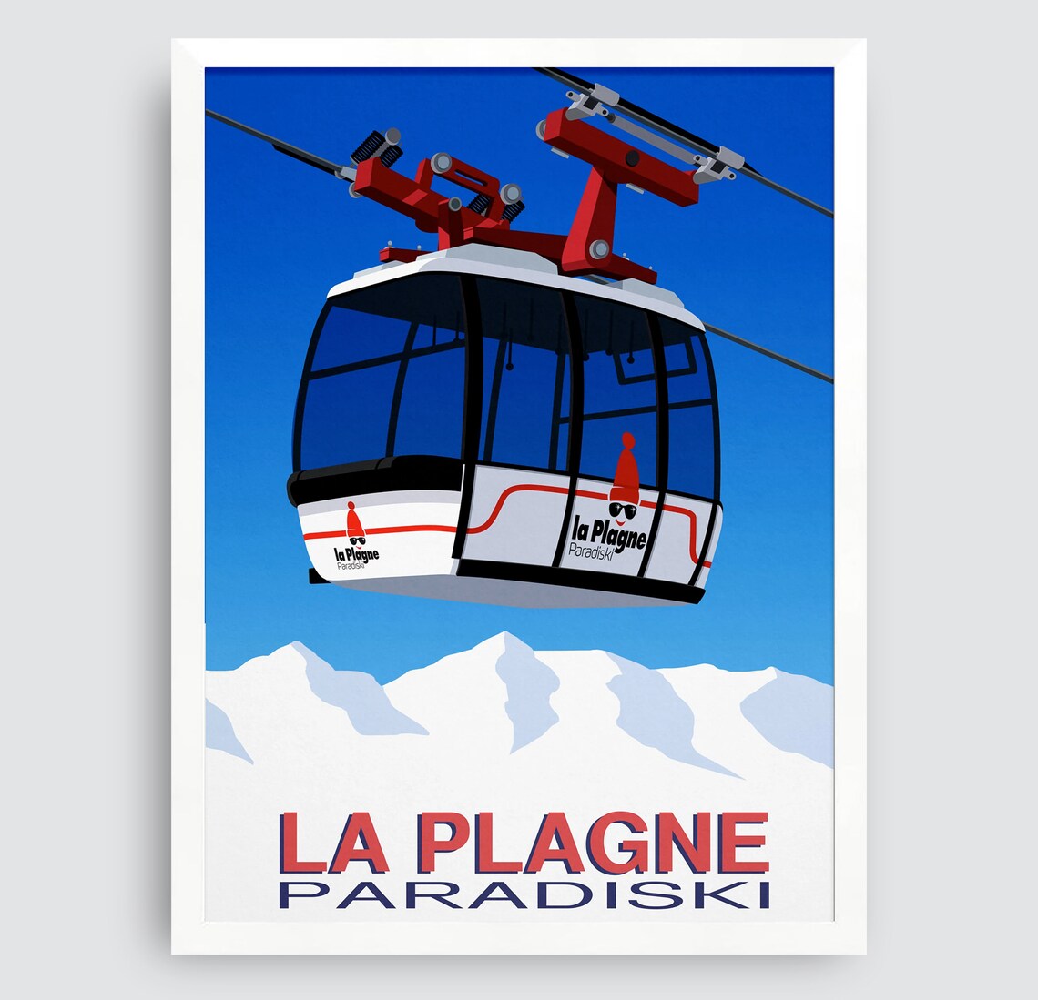 La Plagne Ski Resort Travel Poster, Ski Print - Image 3