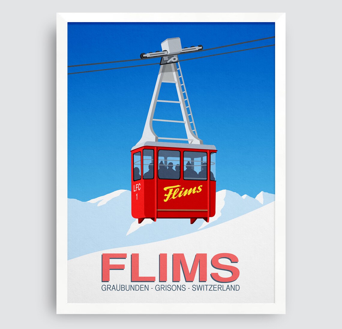 Flims Ski Resort Vintage Travel Poster - Image 3