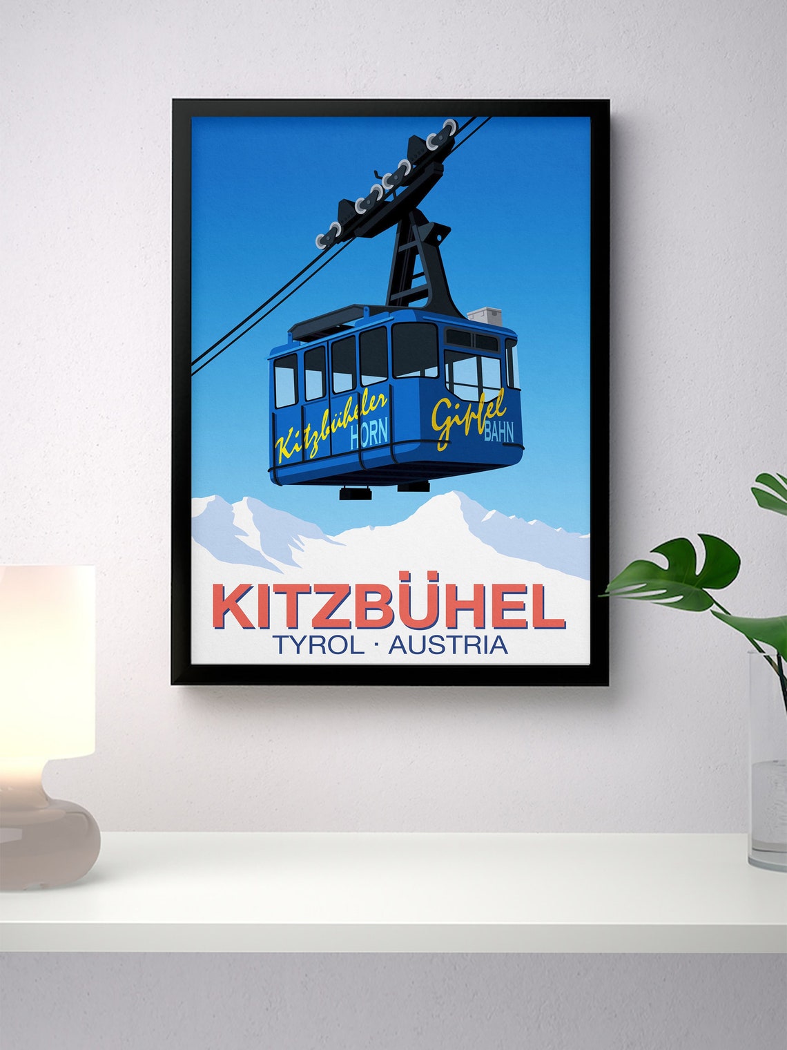 Kitzbuhel Tyrol Austria Blue Cable Car Gipfelbahn Travel Poster - Image 4