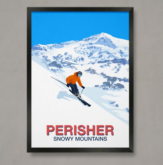 Perisher Ski Poster Ski Resort Poster Ski Print Snowboard Poster Ski Gifts Ski Poster