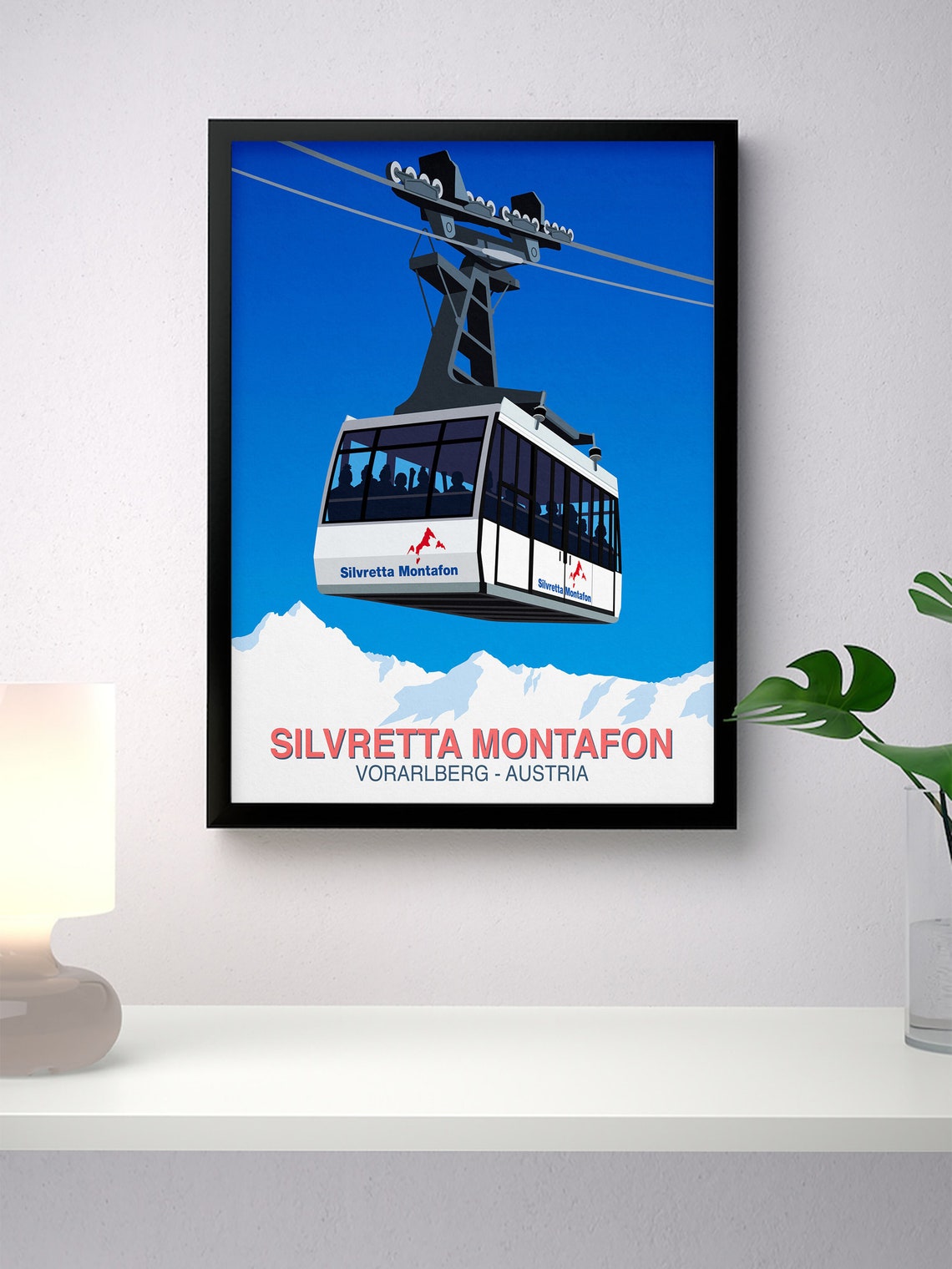 Silvretta Montafon Austria Gondola Cabin Retro Alpine Ski Poster - Image 4