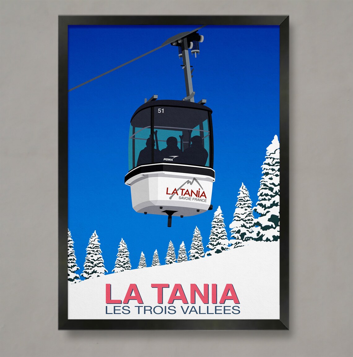 La Tania Ski Resort Travel Poster, Ski Print