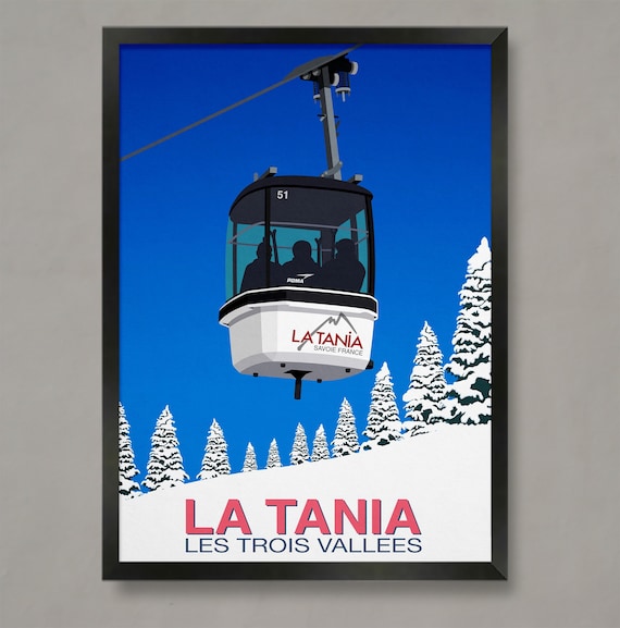 La Tania Ski Resort Travel Poster, Ski Print