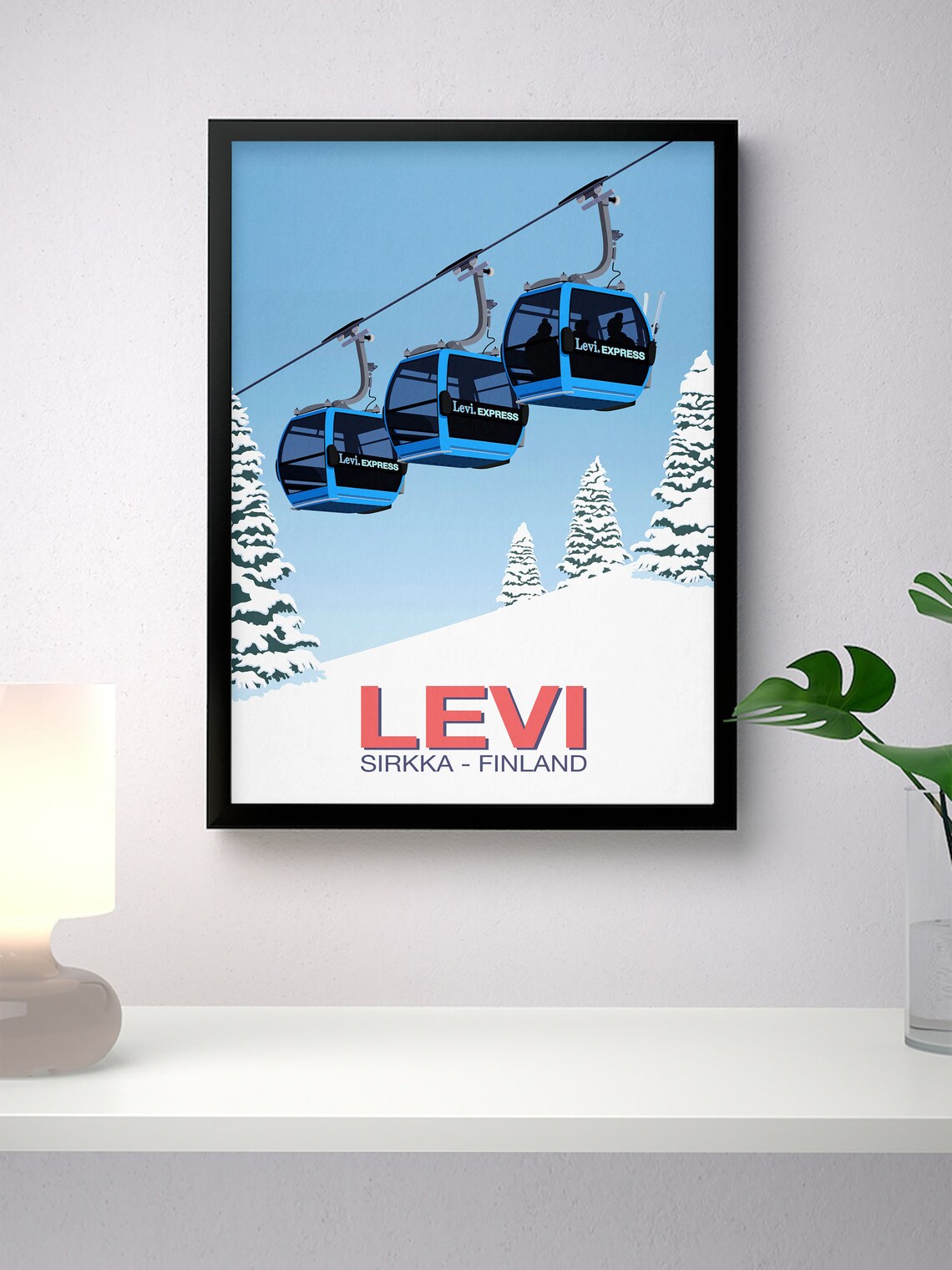 Levi Ski Resort Travel Poster, Winter Sports Print - Image 2