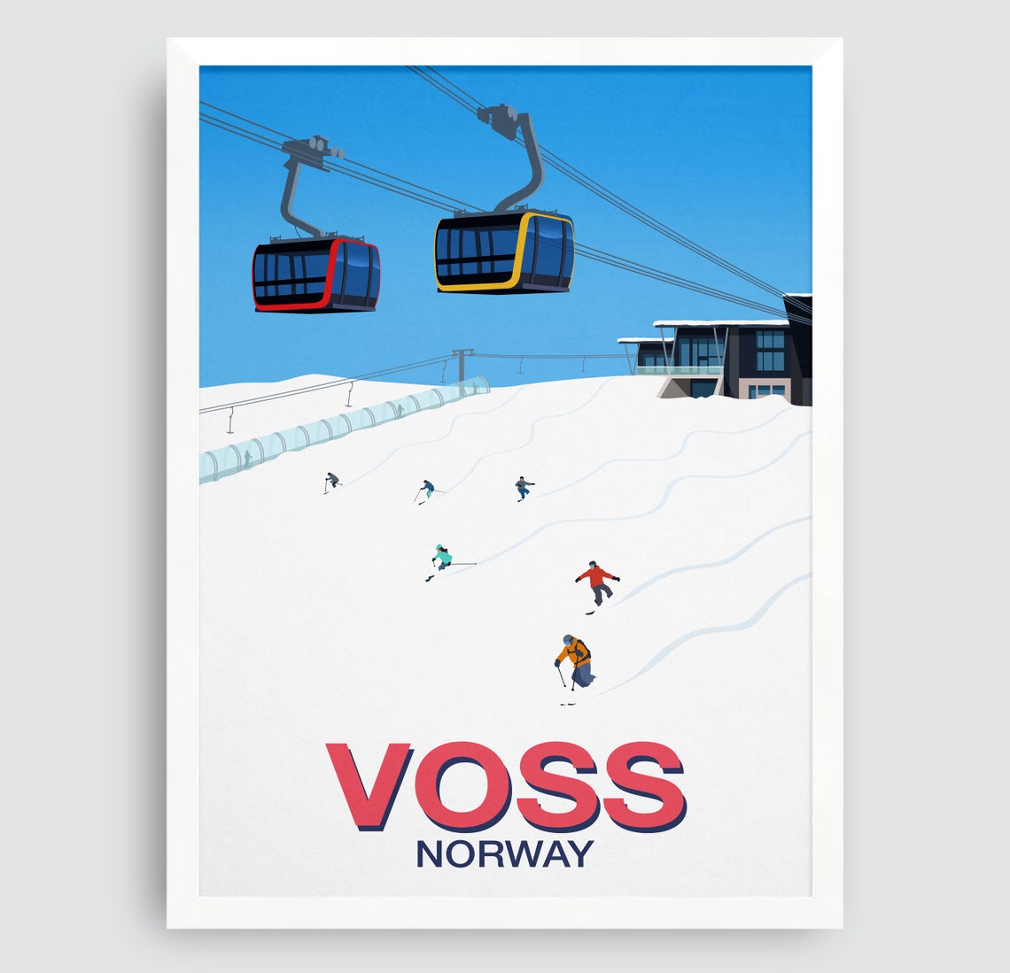Voss Norway Scenic Alpine Gondola Vintage Ski Resort Art Poster - Image 4