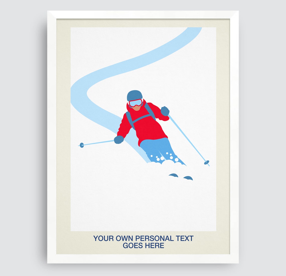 Personalised Minimalist Skier Custom Text Winter Gift Poster - Image 3