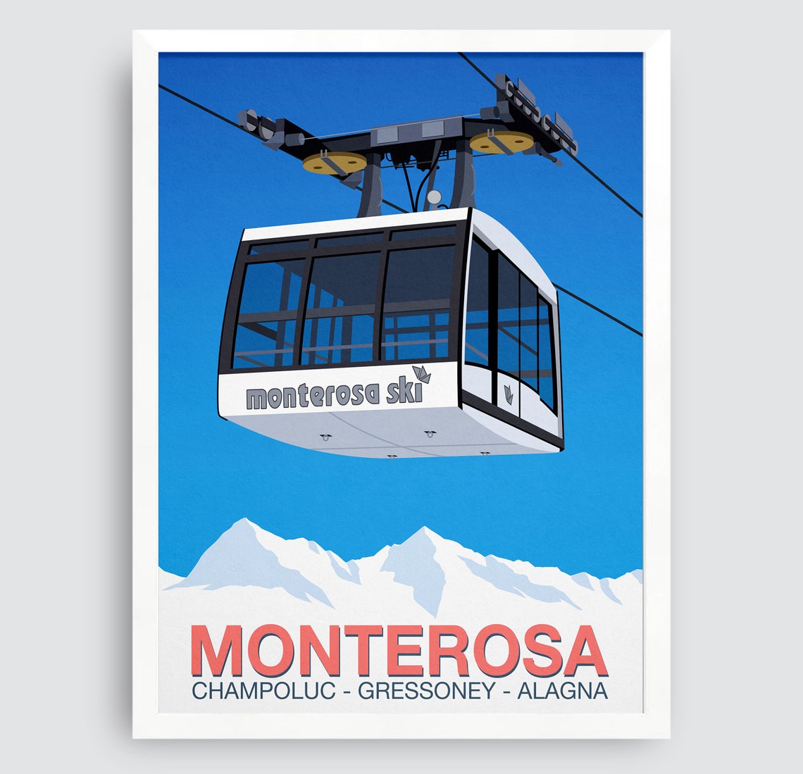 Monterosa Ski Champoluc Gressoney Alagna Gondola Italy Art Poster - Image 3