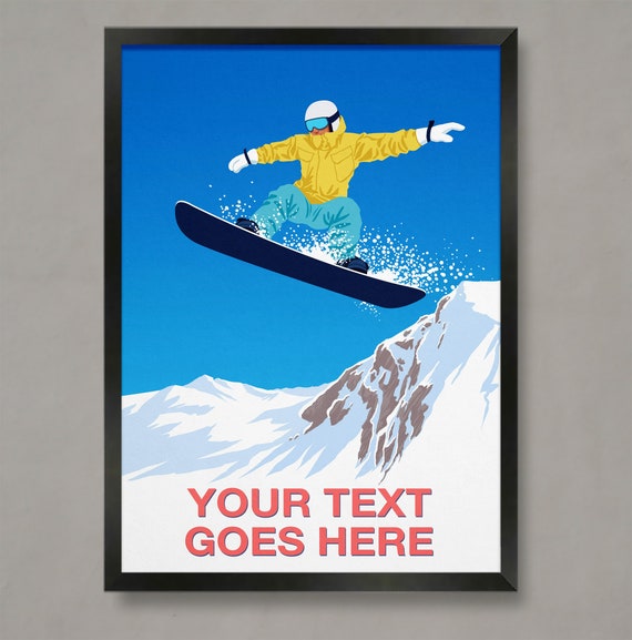 Snowboarder Poster Personalised Ski Gift Custom Ski Art Snowboarder Art Poster Personalised Snowboard Poster Personal Snowboarder Gift