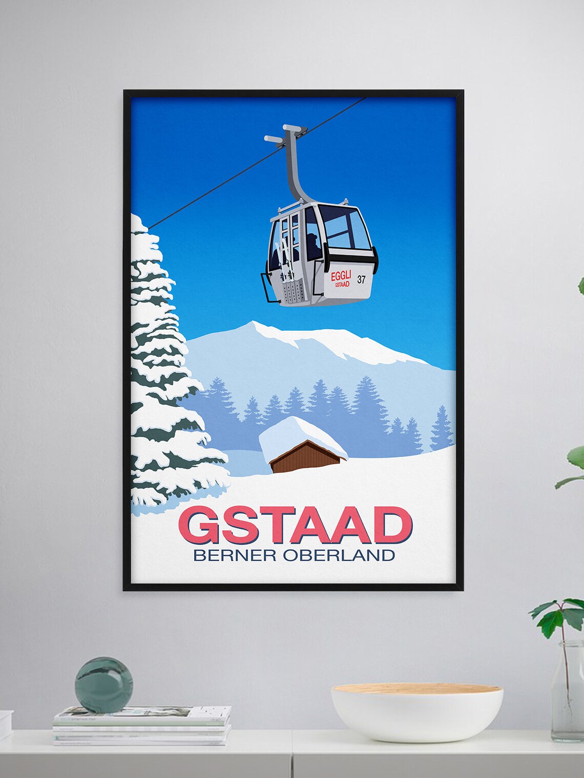 Gstaad Ski Resort Travel Poster, Ski Gifts - Image 3