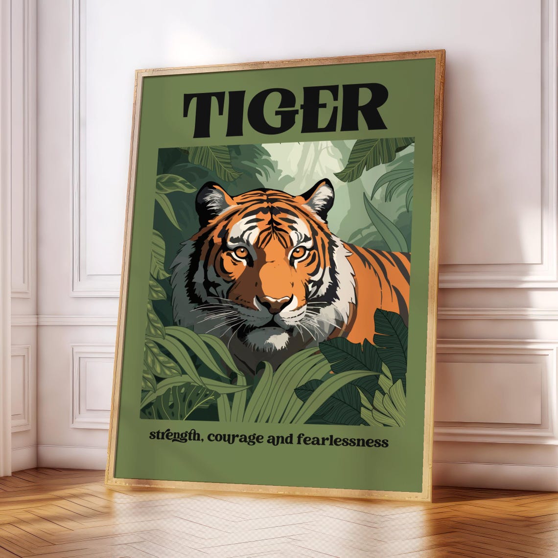Tiger Strength Courage Fearlessness Jungle Foliage Art Poster