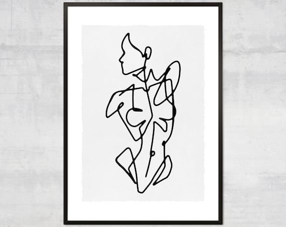 Continuous Line Art Standing Female Figure Modern Minimal Poster