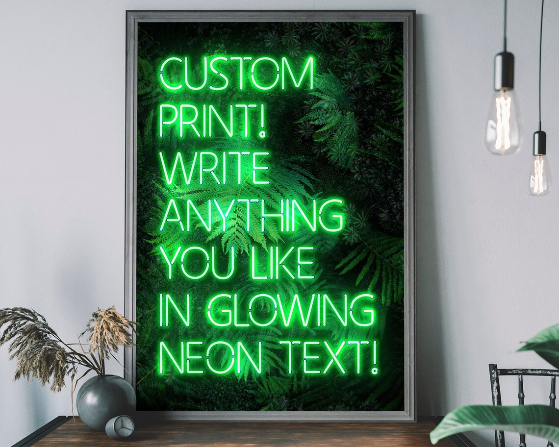 Personalised Green Neon Tropical Poster Print