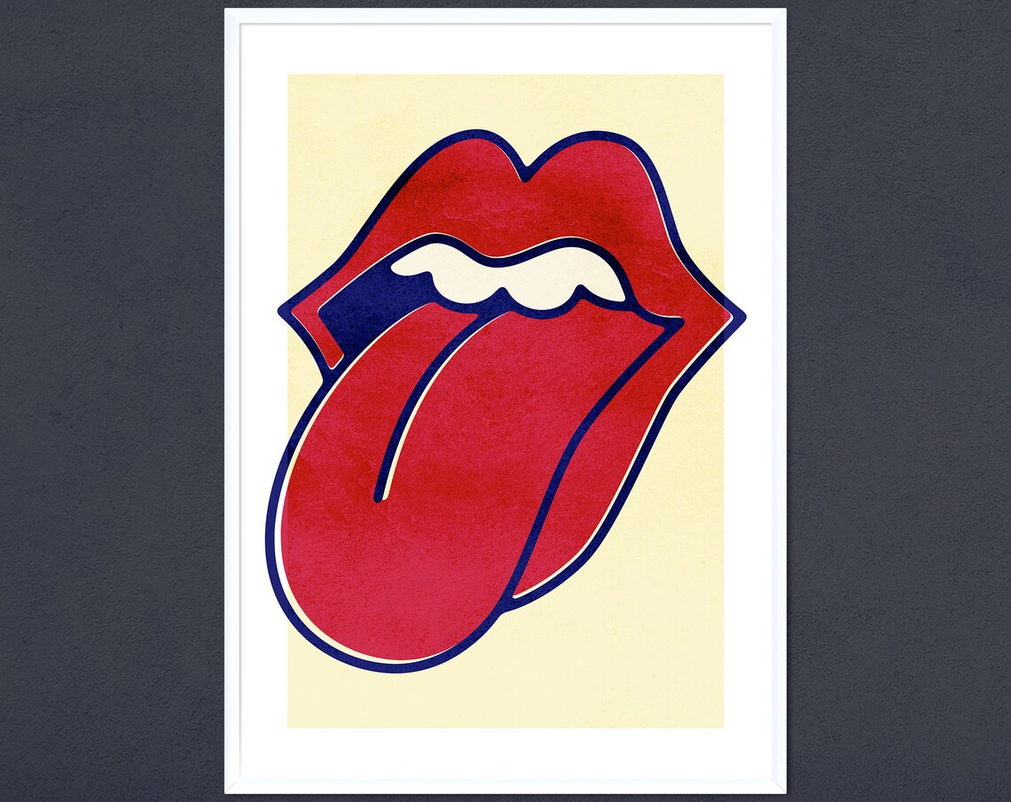 Red Lips Art Print, Minimalist Bohemian Decor