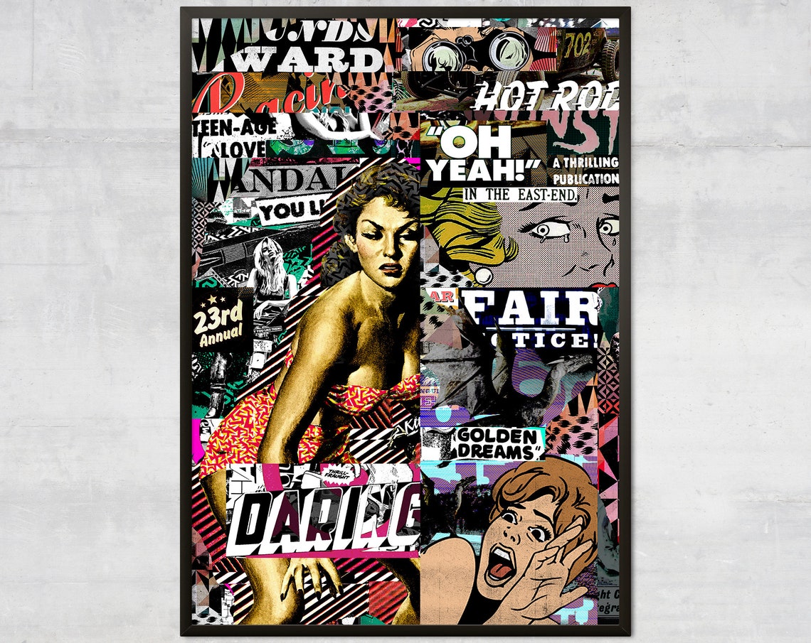 Vintage Comic Collage Retro Pop Art Pulp Magazine Cover Mashup Poster