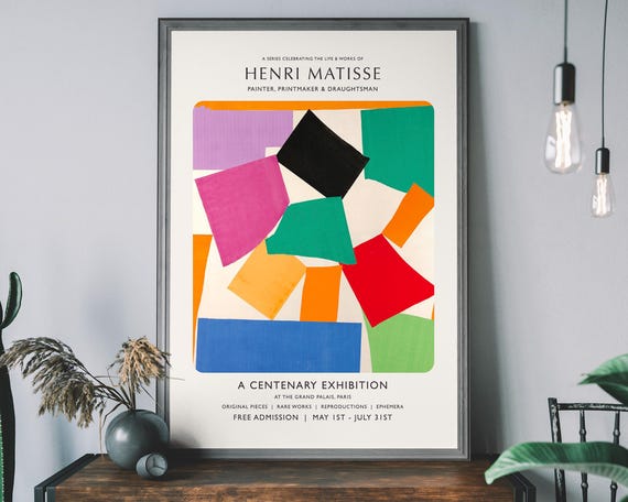 Vintage Henri Matisse Exhibition Poster Art Print Midcentury Modern Wall Decor