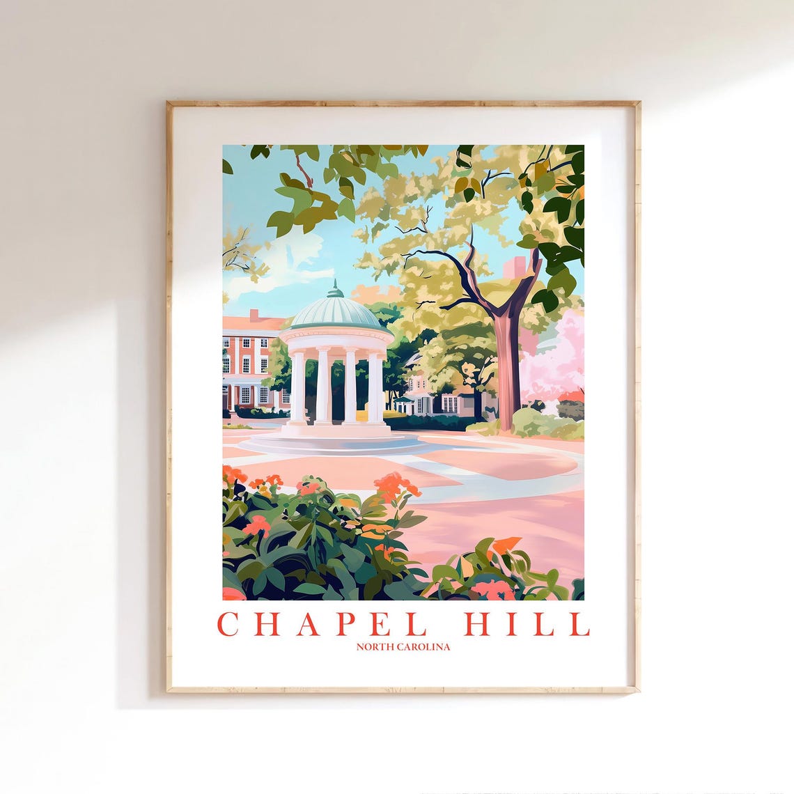 Chapel Hill North Carolina Old Well Gazebo Campus Travel Retro Poster