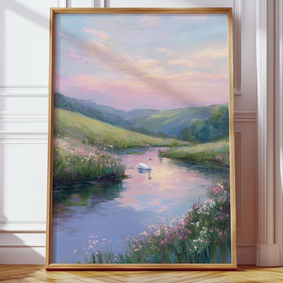 Modern Landscape Swan Illustration Art Print