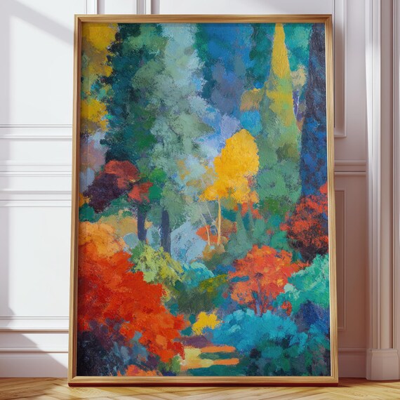 Living Room Nature Art Impressionist Poster Colorful Vibrant Abstract Painting Landscape Decoration Office Gift