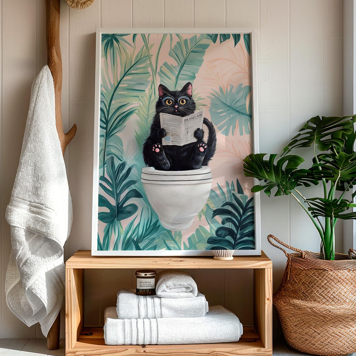 Black Cat on Toilet, Funny Bathroom Wall Poster - Image 7