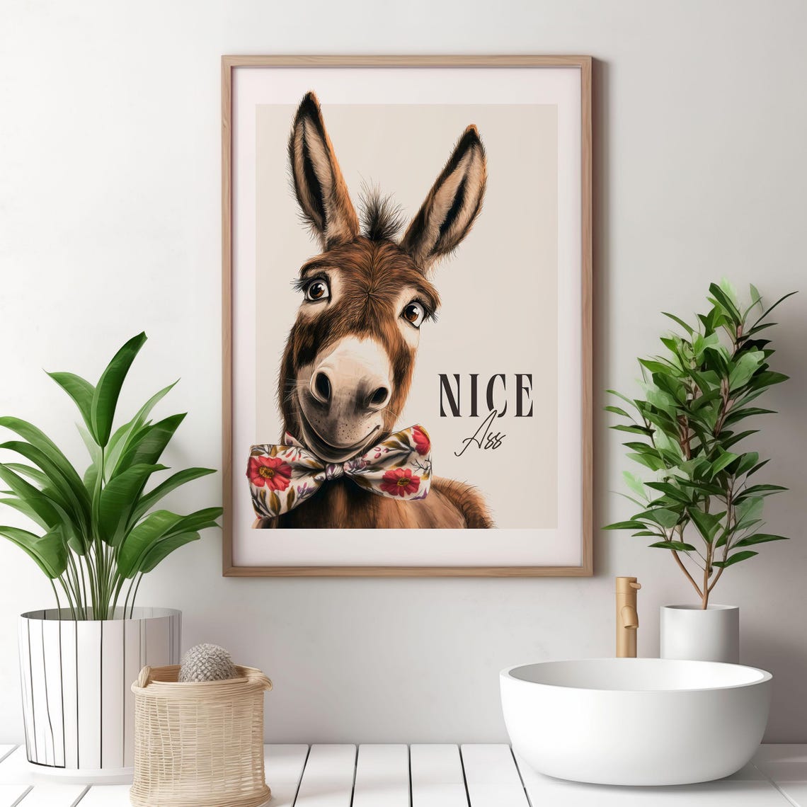 Nice Ass Donkey With a Floral Bow Tie Cheeky Funny Bathroom Poster - Image 2