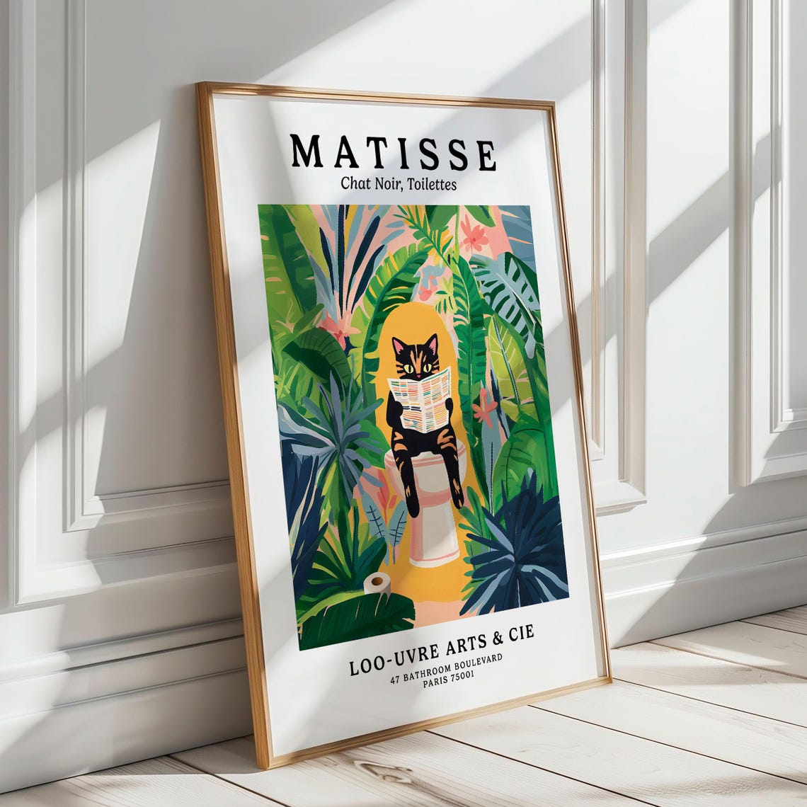 Matisse Style Black Cat Reading on a Pink Toilet Parody Art Poster - Image 7