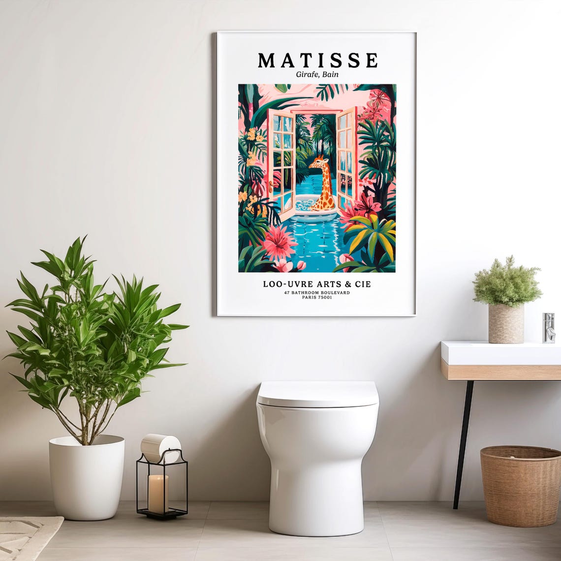 Matisse Style Giraffe Soaking in a Bubble Bath Parody Art Poster - Image 4