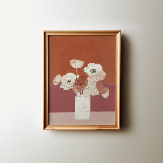 Cottage Core Abstract Floral Oil Painting Art Print