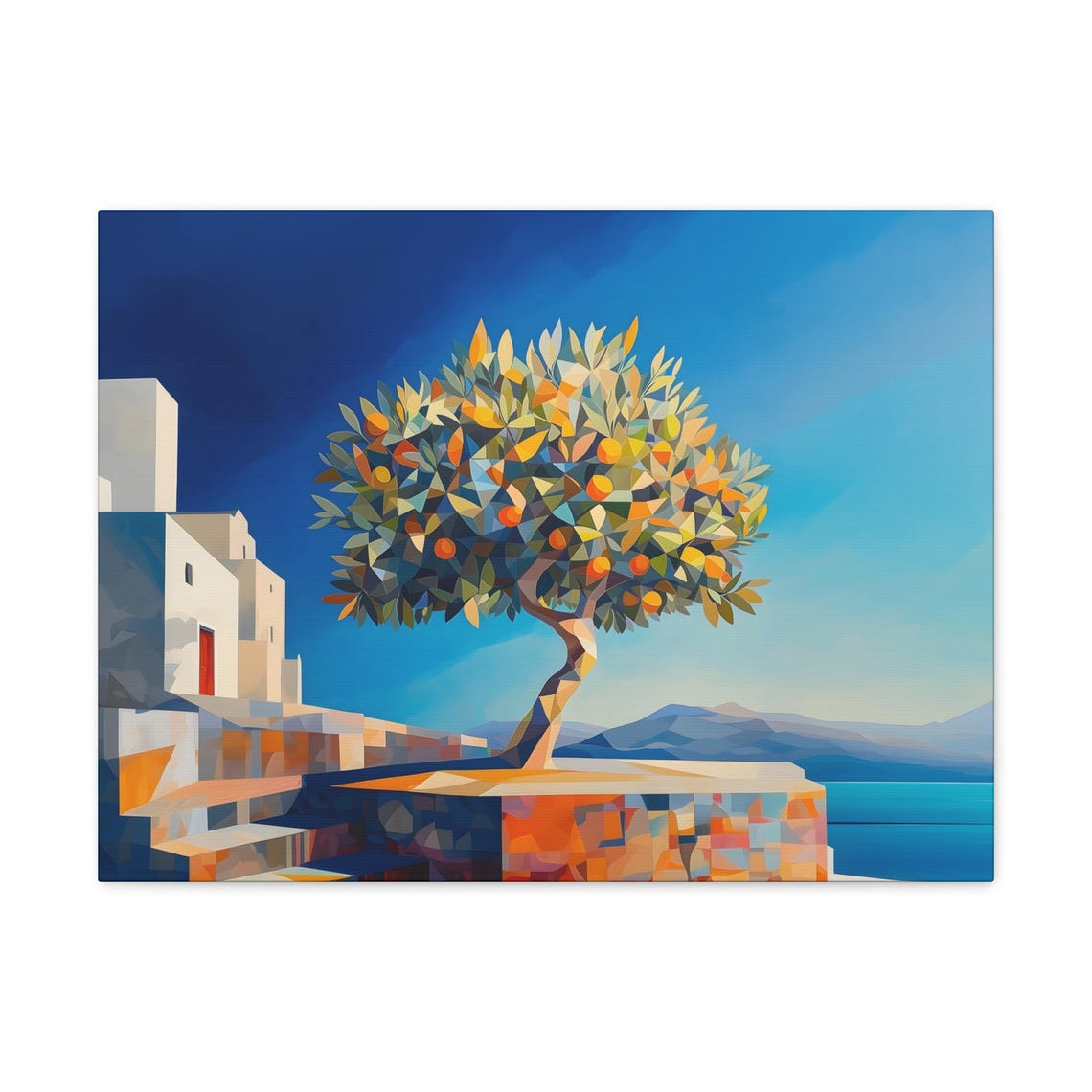 Olive Tree Abstract Blue Sky Print Evening Landscape Modern Painting Fantasy Nature Rustic Wall Print Airbnb Art Wall Decor - Image 3