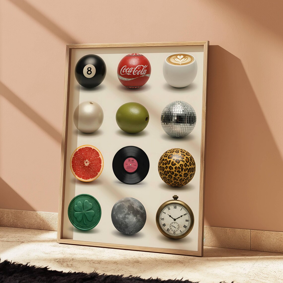Vintage 8 Ball Coffee Print, Retro Poster