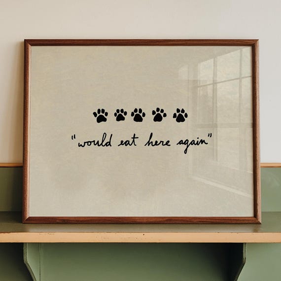 Funny Pet Paw Print Review Art, Poster Print