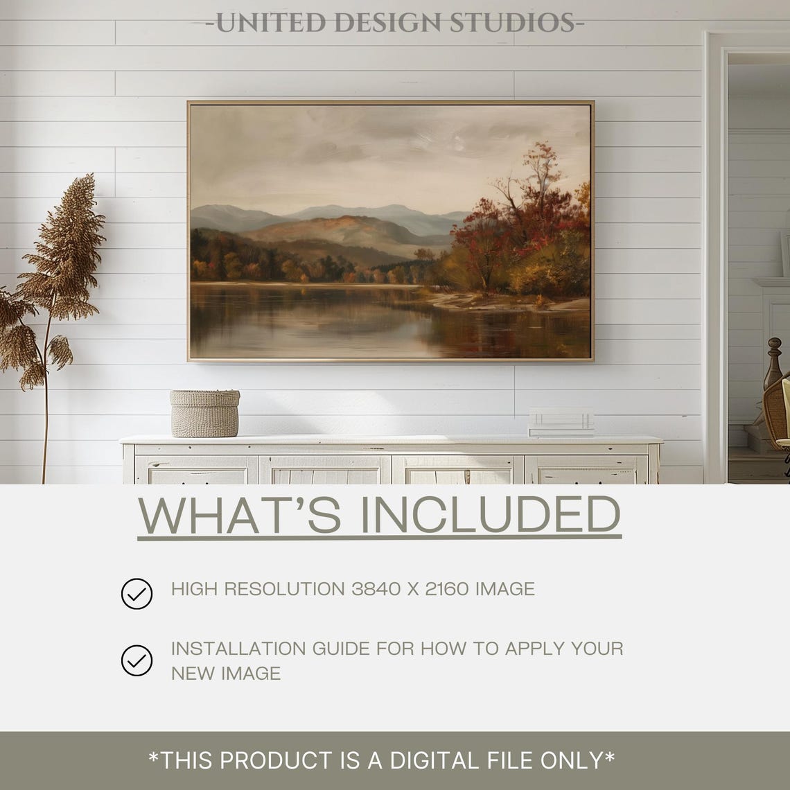 Autumn Mountain Lake Reflection Muted Fall Landscape Art Poster - Image 2