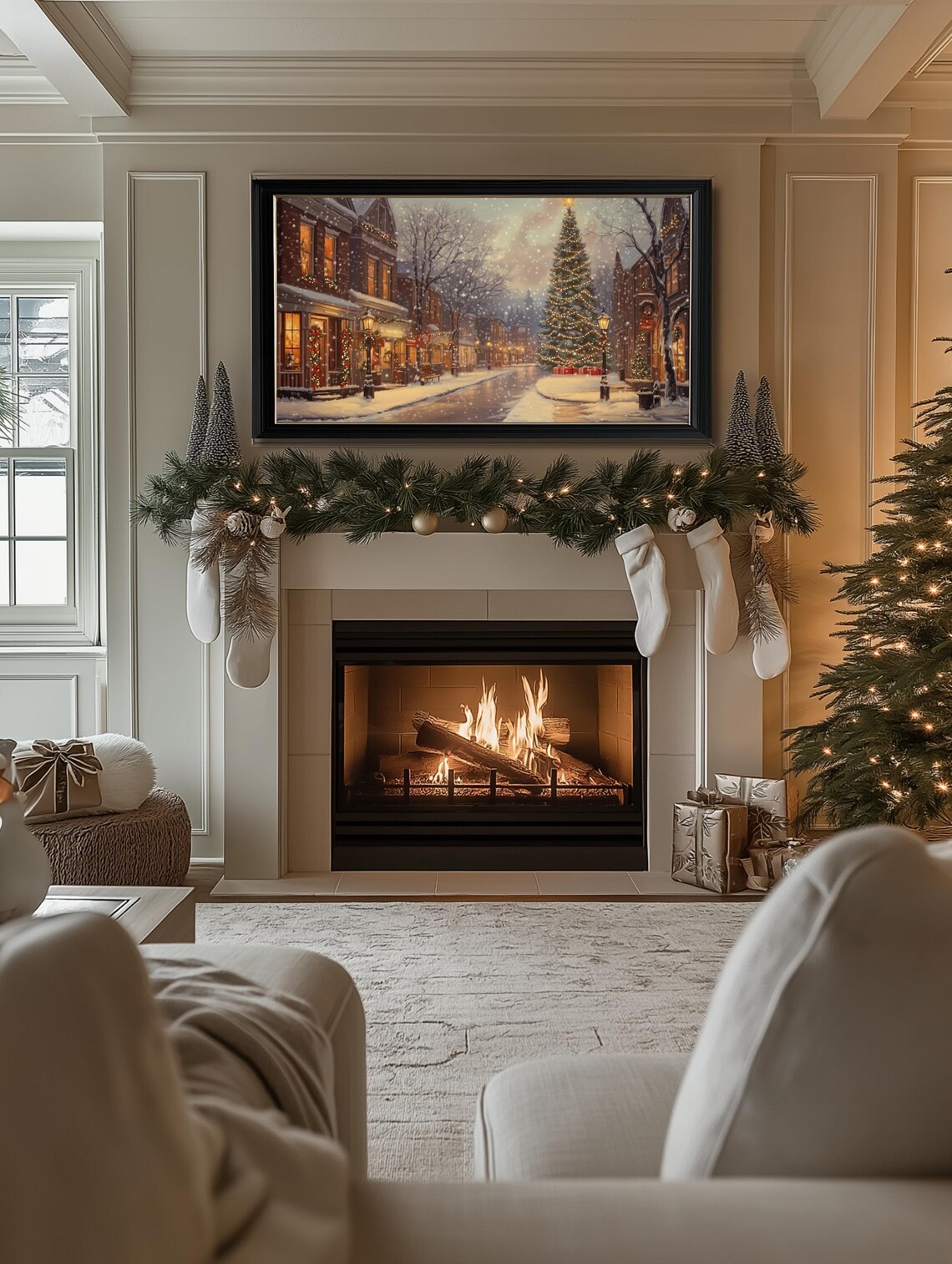 Christmas Village Winter Art Print, Holiday Decor - Image 2
