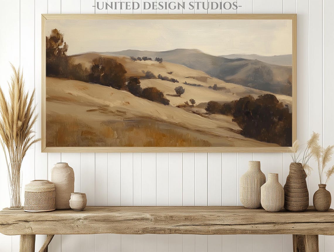 Golden Autumn Hills Countryside Painting Fall Landscape Wall Art - Image 5