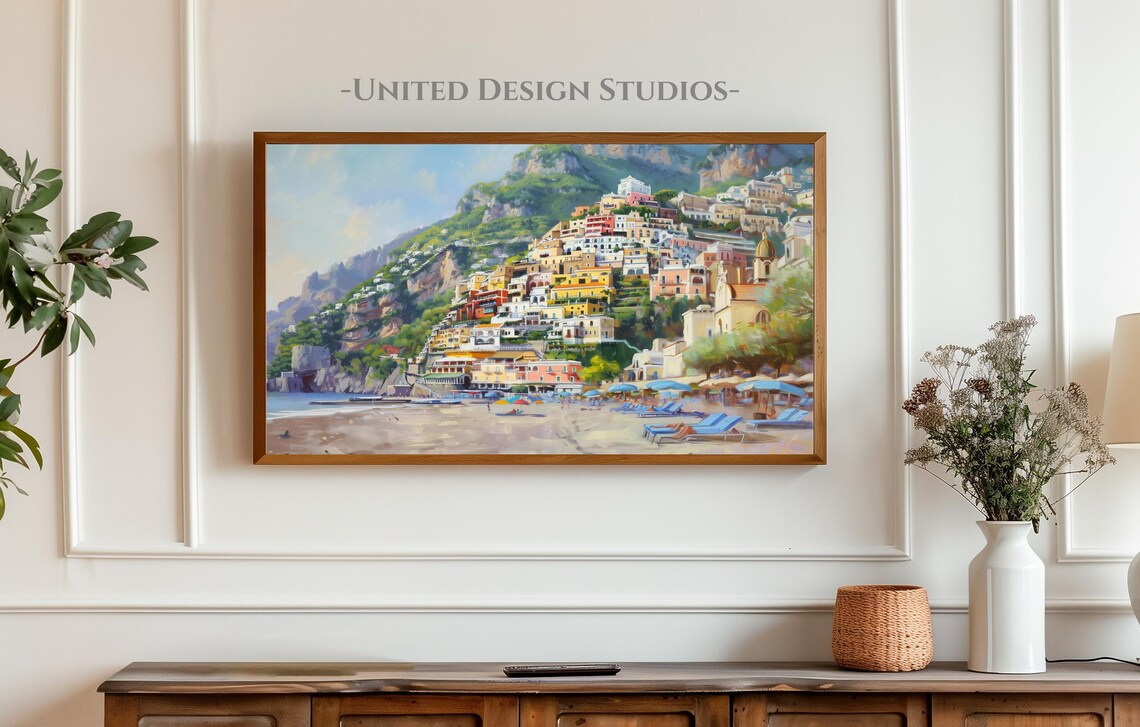Positano Coastal Beach Travel Poster, Italy View - Image 5