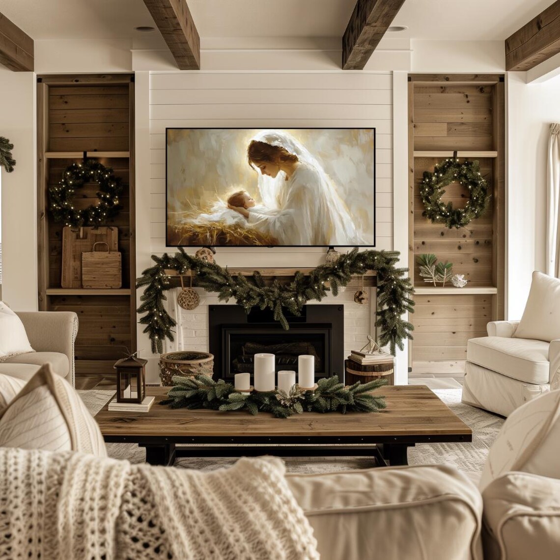 Christmas Nativity Neutral Christian Art Print - Image 5