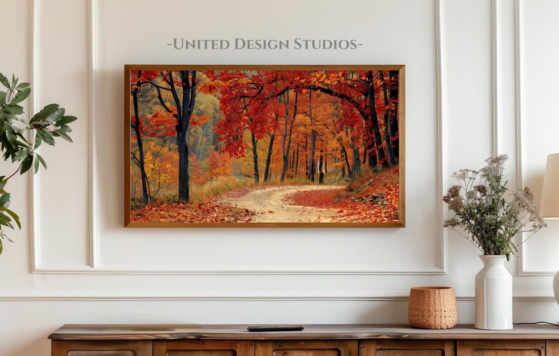 Autumn Forest Path Red Orange Foliage Fall Woods Landscape Poster - Image 4
