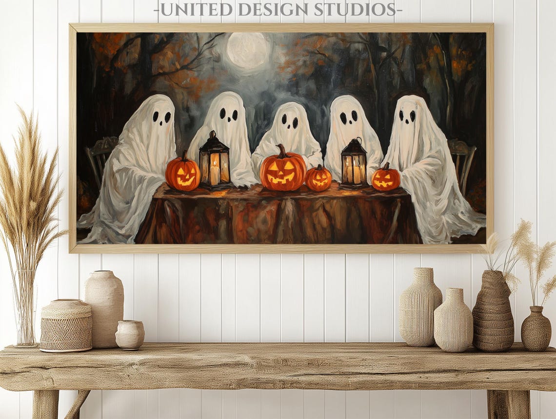Halloween Ghost Pumpkin Fall Art Print - Image 3