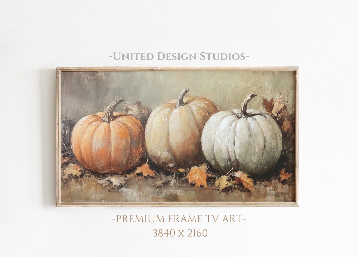 Fall Pumpkin Oil Painting, Autumn Farmhouse Art Print