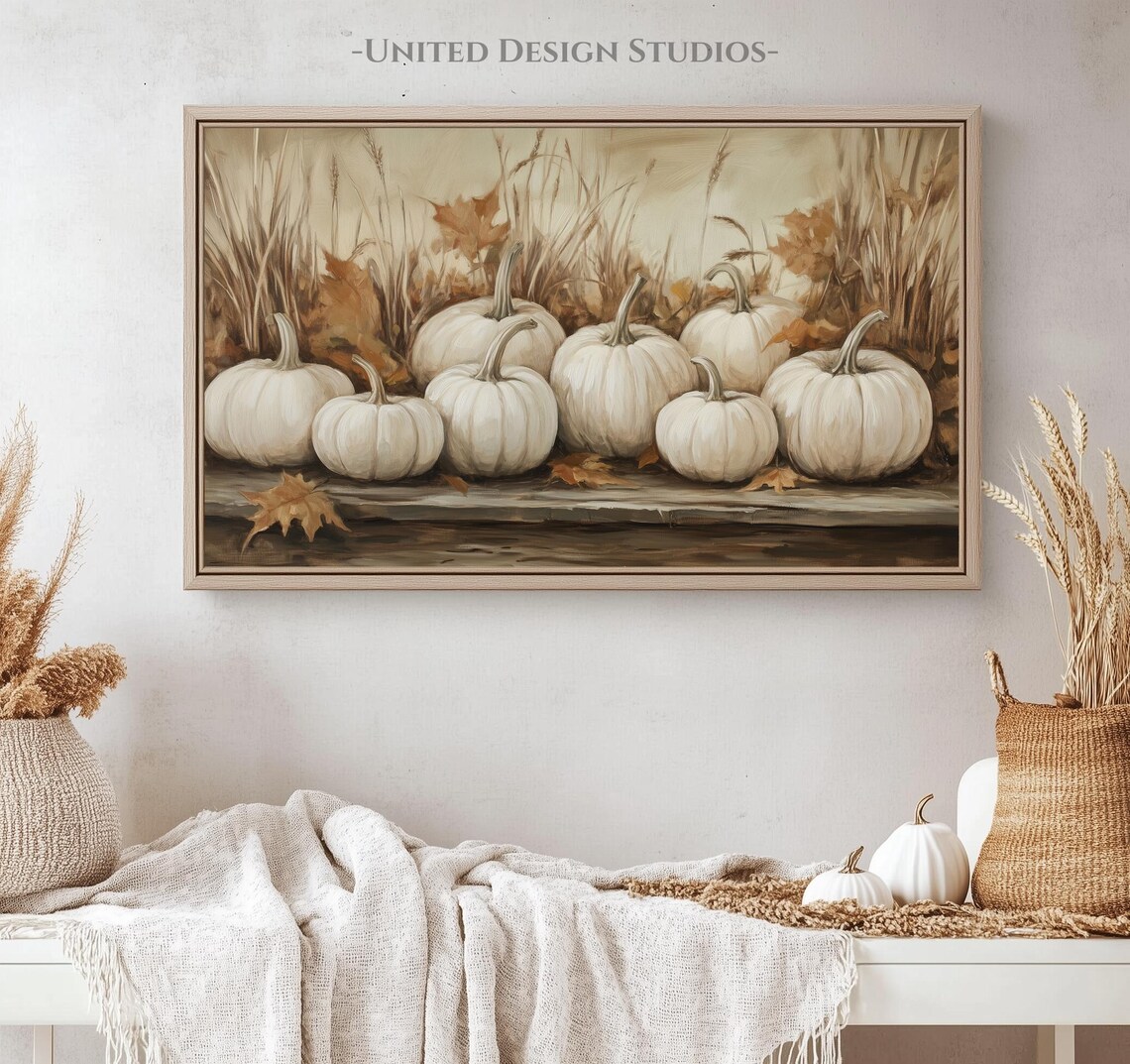 Pumpkin Painting Art Print, Neutral Farmhouse Fall Decor - Image 4