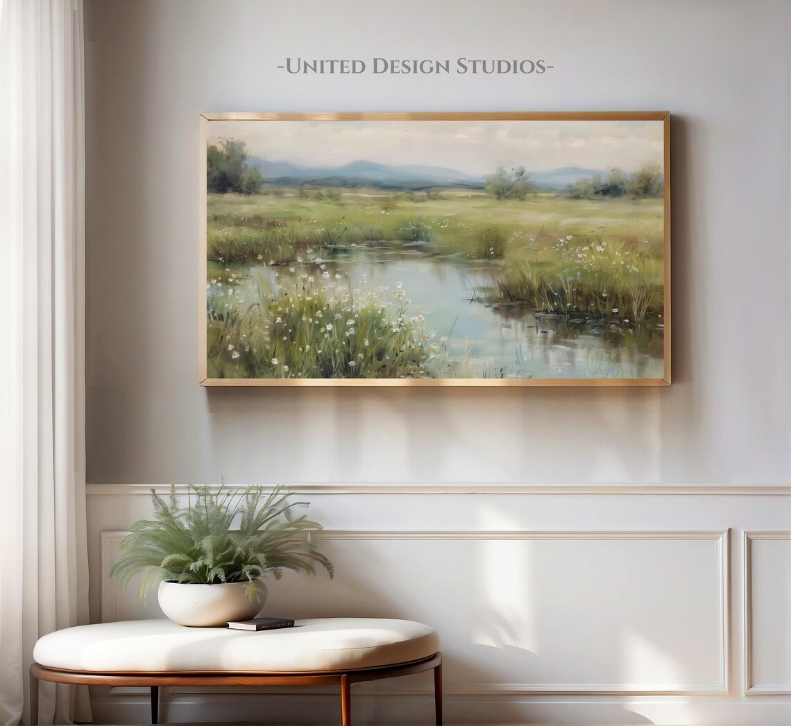 Wildflowers Pond Farmhouse Flowers Art Print - Image 2