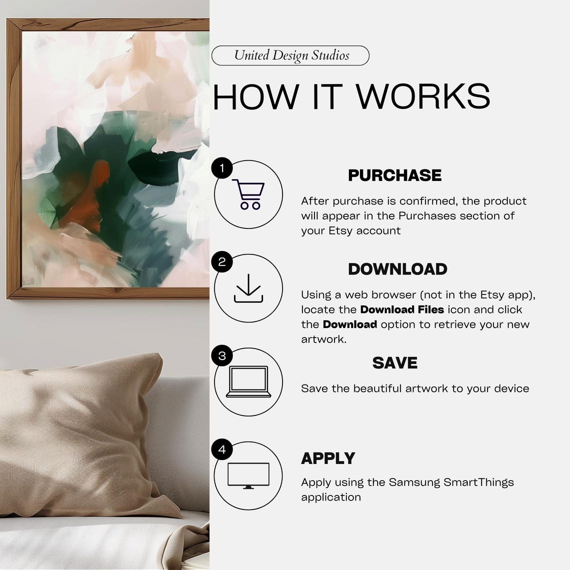 Sage Green Blush Pink Abstract Brushstrokes Modern Art Print - Image 3