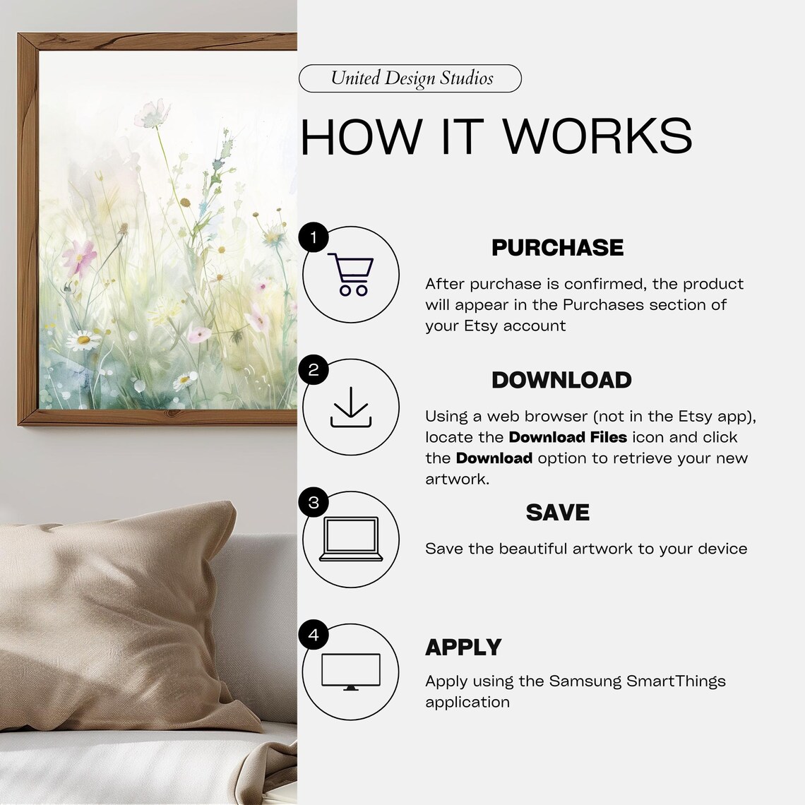 Pastel Wildflower Meadow Airy Summer Watercolor Floral Poster - Image 3