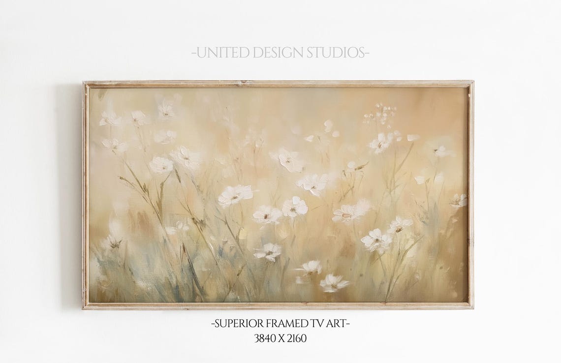 Soft White Wildflowers Golden Field Dreamy Spring Meadow Poster