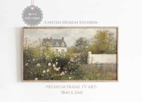 Spring Cottage Rose Garden Farmhouse Art Print