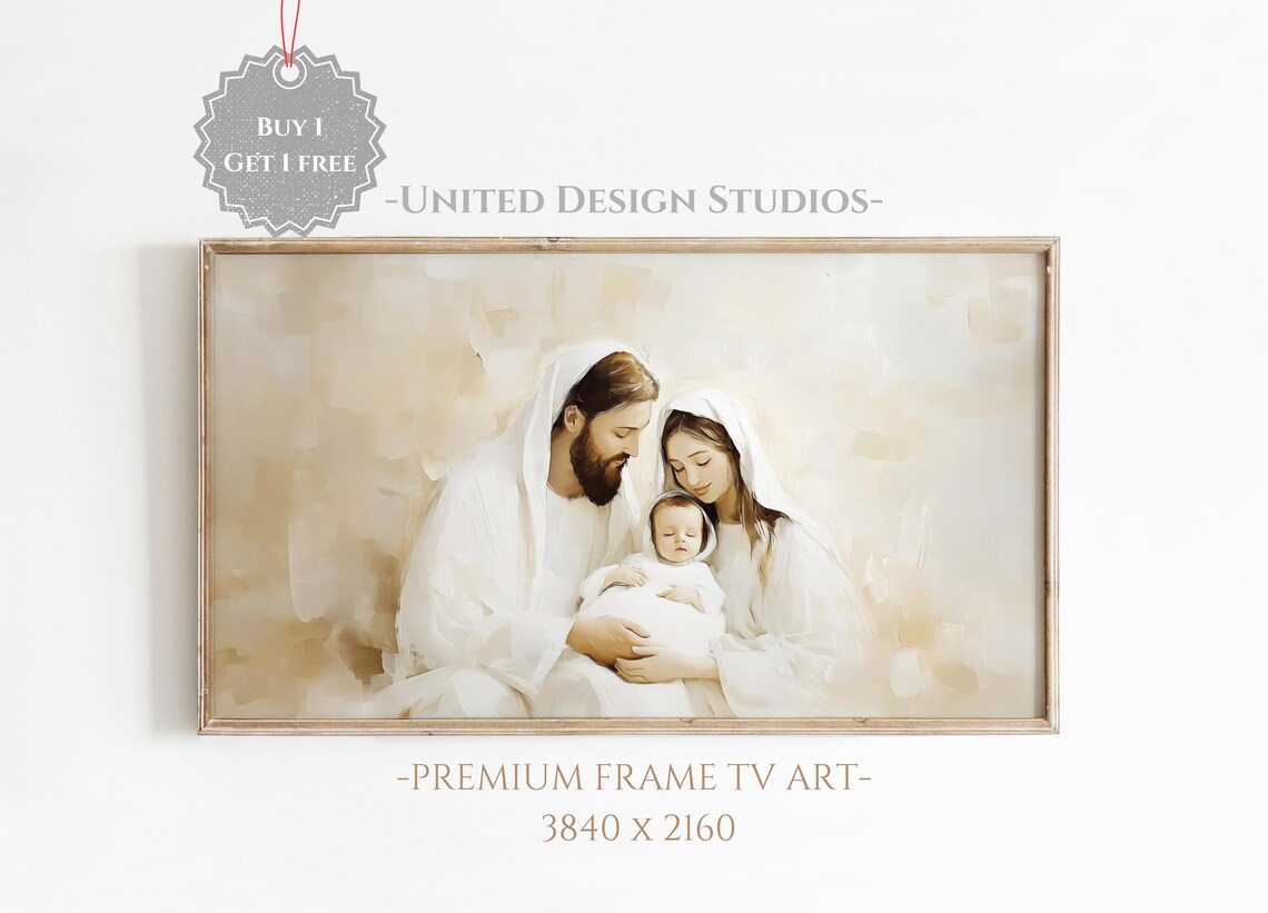 Holy Family Joseph Mary Baby Jesus Neutral Christmas Nativity Poster