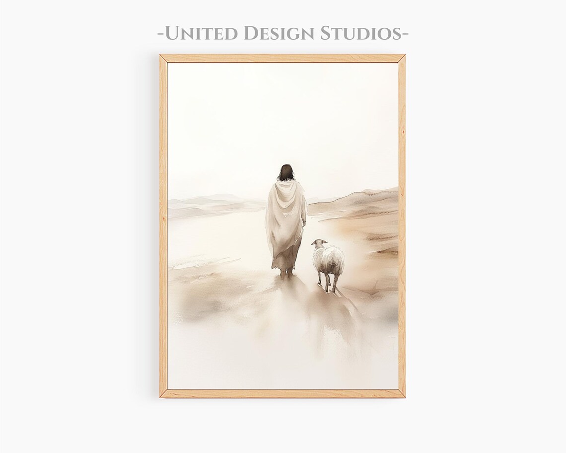 Modern Christian Jesus With Sheep Art Print