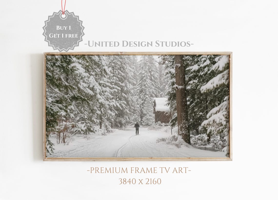 Cozy Snowy Forest Walk Winter Photography Neutral Wall Art Print