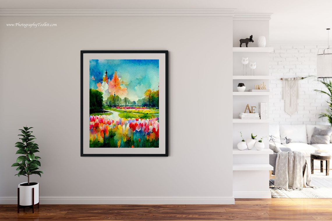 Keukenhof Tulip Field Print Netherlands Poster Flower Field Art Print Scandinavian Wall Art Countryside Flower Field Flower Field Print - Image 4